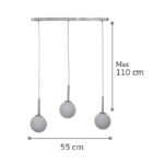 InLight Κρεμαστό φωτιστικό από χρώμιο μέταλλο και λευκή οπαλίνα 3XG9 D:60cm (4515-3 ΡΑΓΑ) - Image 2