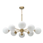 InLight Κρεμαστό φωτιστικό από χρυσό ματ μέταλλο και λευκή οπαλίνα 8XG9 D:75cm (5316-8)