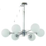 InLight Κρεμαστό φωτιστικό από χρώμιο μέταλλο και λευκή οπαλίνα 6XG9 D:55cm (5321-6)
