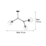 InLight Κρεμαστό φωτιστικό από μαύρο μέταλλο και διάφανο γυαλί 3XE27 D:70cm (6129-3-ΝΜ) - Image 2