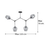 InLight Κρεμαστό φωτιστικό από μαύρο μέταλλο και διάφανο γυαλί 4XE27 D:120cm (6129-4-ΝΜ) - Image 3