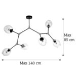 InLight Κρεμαστό φωτιστικό από μαύρο μέταλλο και διάφανο γυαλί 6XE27 D:140cm (6129-6-GL) - Image 2