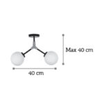 InLight Κρεμαστό φωτιστικό από μαύρο μέταλλο και λευκή οπαλίνα 2XE27 D:40cm (6167-2-NM) - Image 2