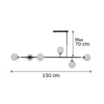 InLight Κρεμαστό φωτιστικό από μαύρο μέταλλο και λευκή οπαλίνα 6XG9 D:130cm (6170-6-BL) - Image 2