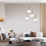 InLight Κρεμαστό φωτιστικό από χρυσαφί μέταλλο και λευκή οπαλίνα 4XG9 D:30cm (4016-4-ROSETTE) - Image 2