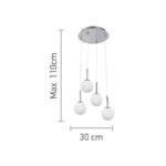 InLight Κρεμαστό φωτιστικό από χρυσαφί μέταλλο και λευκή οπαλίνα 4XG9 D:30cm (4016-4-ROSETTE) - Image 3