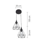 InLight Κρεμαστό φωτιστικό από μαύρο μέταλλο 2XE27 D:20cm (4024-2-BL-ROSETTE) - Image 2