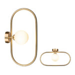 InLight Επιτοίχιο φωτιστικό σε χρυσαφί χρώμα και λευκή οπαλίνα 1XG9 D:40cm (43031-GL)