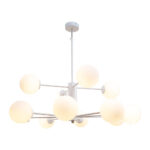 InLight Κρεμαστό φωτιστικό από λευκό μέταλλο και λευκή οπαλίνα 12XG9 D:90cm (5012-12)