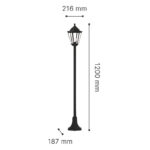 inLight Redfish 1xE27 Outdoor Pole Light Black D:120cmx21.6cm (80500214) - Image 3