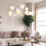 InLight Κρεμαστό φωτιστικό από λευκό μέταλλο και λευκή οπαλίνα 12XG9 D:90cm (5012-12) - Image 3