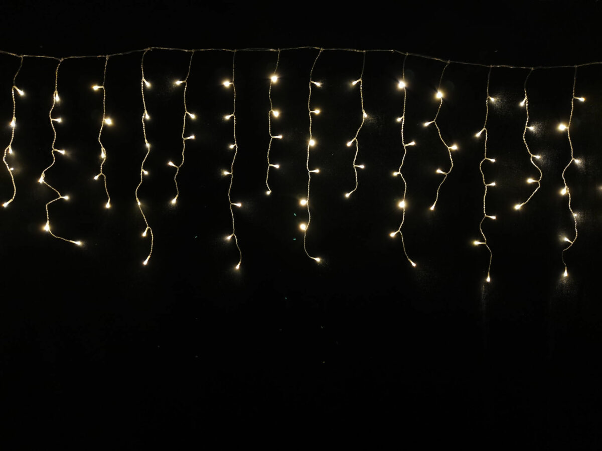 Κουρτίνα LED 144L 3M +επέκταση +πρόγραμμα διάφανο καλ. Θερμό 31V IP44 - Image 1