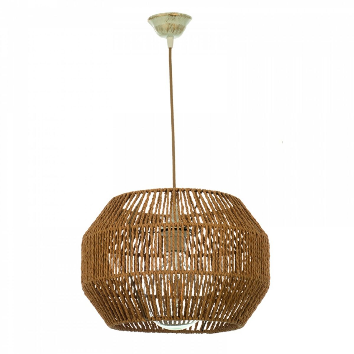 InLight Κρεμαστό φωτιστικό καφέ από σχοινί 1XE27 D:35cm (4503) - Image 1
