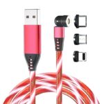 Redpoint ΜΑΓΝΗΤΙΚΟ ΚΑΛΩΔΙΟ USB ΦΩΤΙΖΟΜΕΝΟ 3 ΣΕ 1 (A ΣΕ C, MICRO, LIGHTNING) 1m ΚΟΚΚΙΝΟ - Image 2