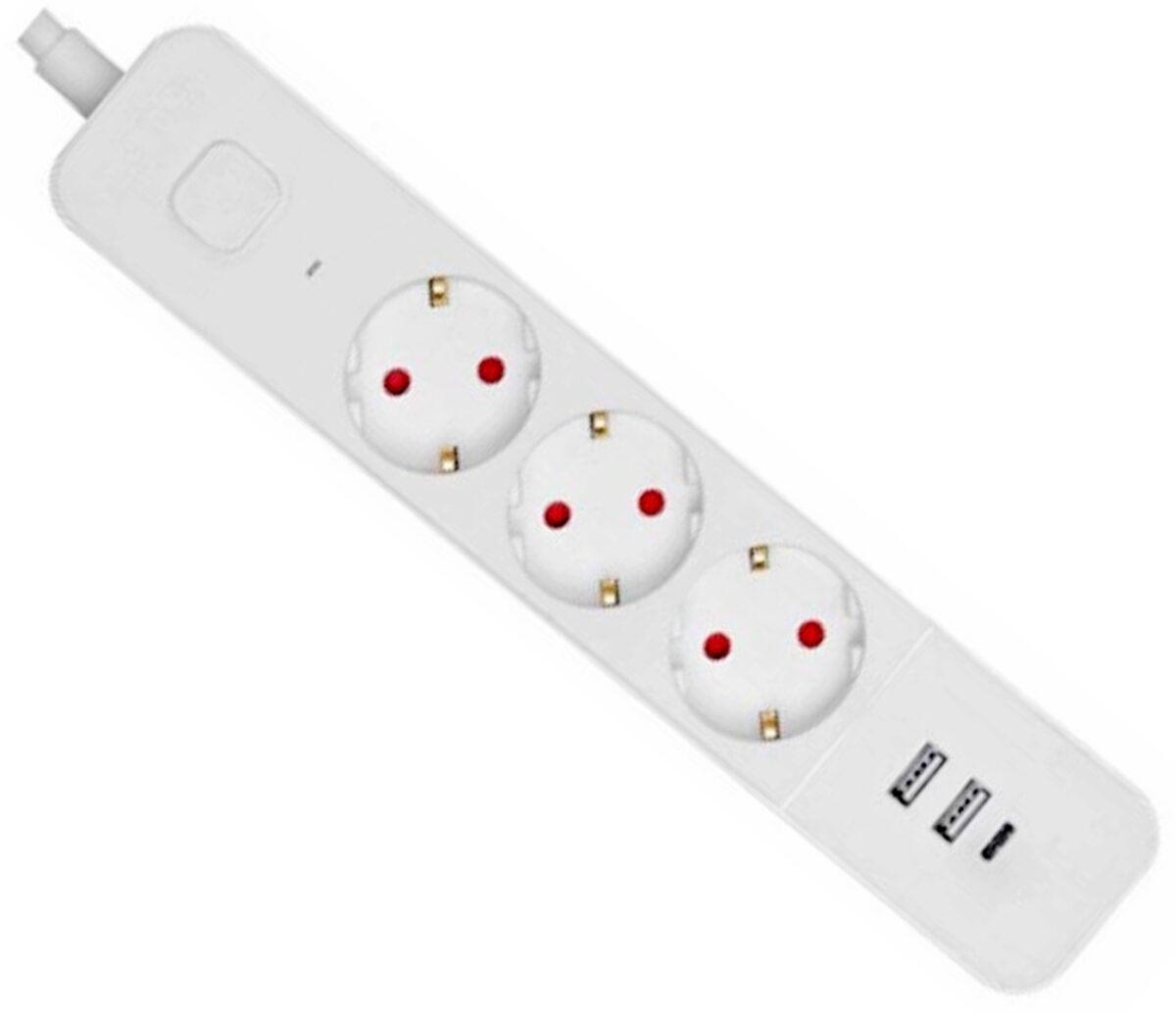 Entac Πολύπριζο 3 Θέσεων με Διακόπτη D2 1.5m 2xUSB-A x 1xUSB-C 3G1.5 - Image 1