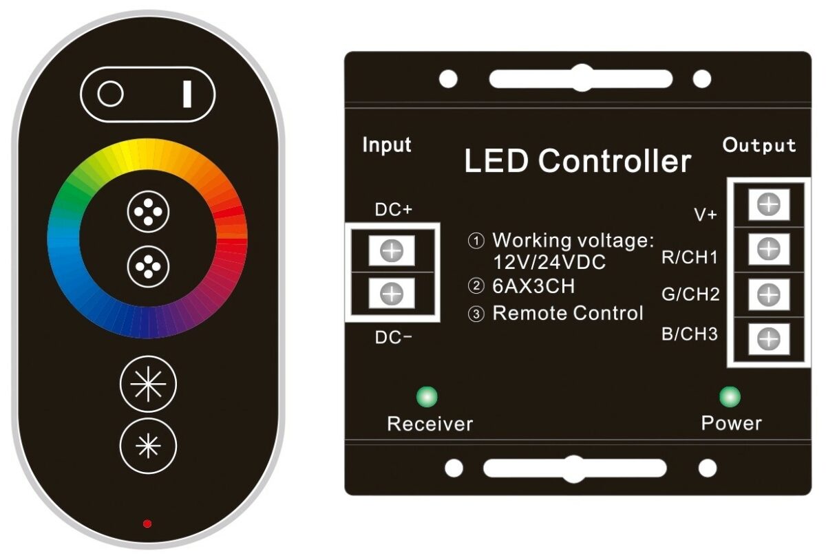 Avide LED Ταινία 12V 216W RGB 6 Πλήκτρα RF Τηλεχειριστήριο Αφής και Ελεγκτής - Image 1