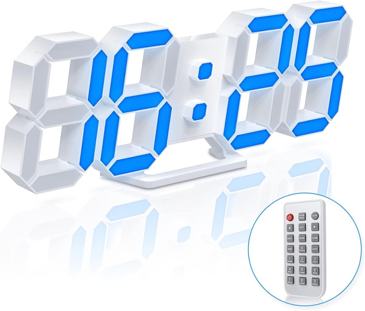 EDUP EH-LED1319 3D LED Wall Clock 9.5 Remote Control Digital Nightlight - Image 1