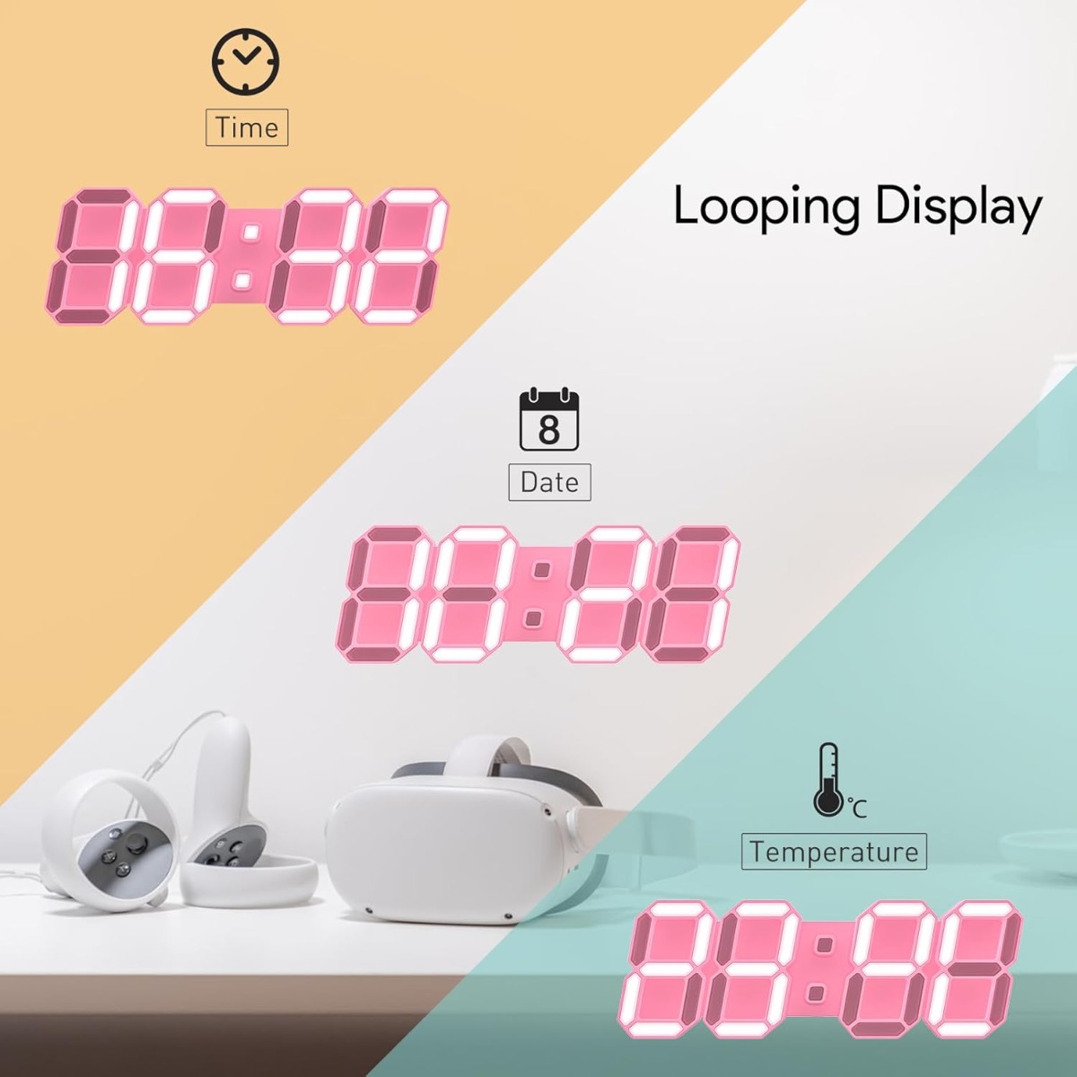 61q0jdf-asl._ac_sl1500_ EDUP EH-LEDNI-B-1 Ρολόι τοίχου 3D LED 5,2" Μίνι Ροζ - Image 7