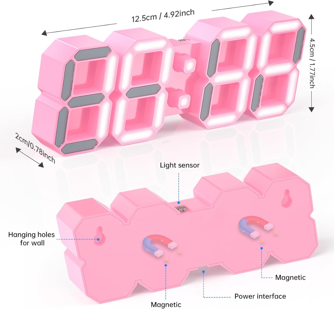 61rhjv2-4ul._ac_sl1500_ EDUP EH-LEDNI-B-1 Ρολόι τοίχου 3D LED 5,2" Μίνι Ροζ - Image 2