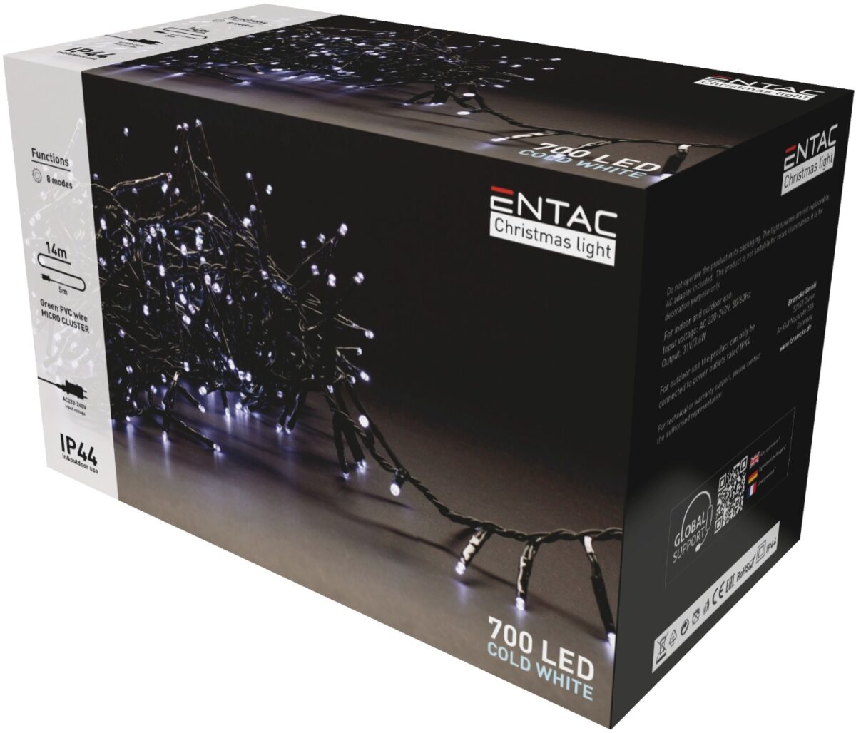 Entac Χριστουγεννιάτικα Λαμπάκια IP44 700 LED Ψείρες Ψυχρό 14m - Image 1