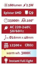 Avide LED G9  2.5W 160° Θερμό 3000K - Image 3