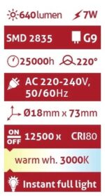 Avide LED G9 7W 220° Θερμό 3000K - Image 3