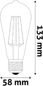 Avide LED Filament ST58 4.9W E27 Θερμό 2700K Super Υψηλής Φωτεινότητας - Image 3