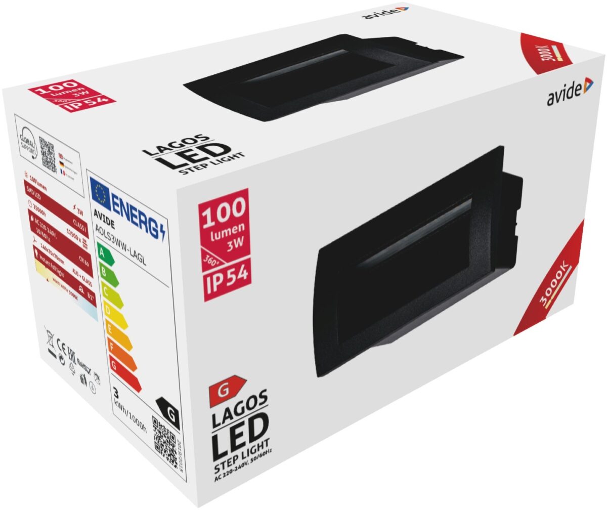 Avide Εξωτερικό Φώς Σκάλας Χωνευτό Lagos LED 3W Θερμό 3000K IP54 14cm - Image 2