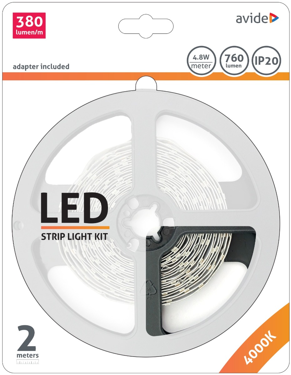 Avide LED Ταινία Blister 12V  4.8W SMD2835 60LED 4000K IP20 2m - Image 1