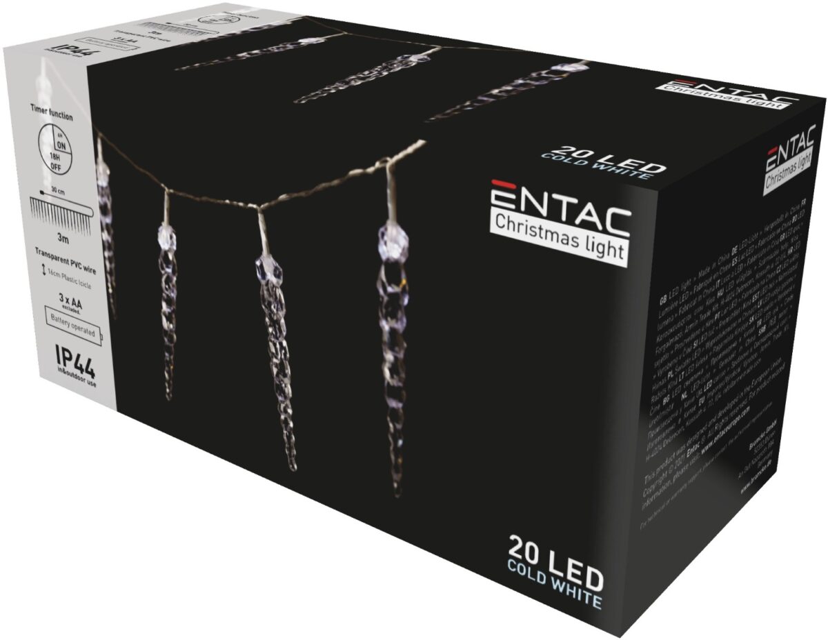 Entac Χριστουγεννιάτικη Βροχή IP44 20 LED Πλαστικά 16εκ Ψυχρό 3μ - Image 1