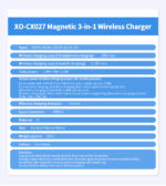 XO CX027 Κινητό /Apple Watch/ TWS 3-σε-1 Ασύρματος φορτιστής 15W - Image 7