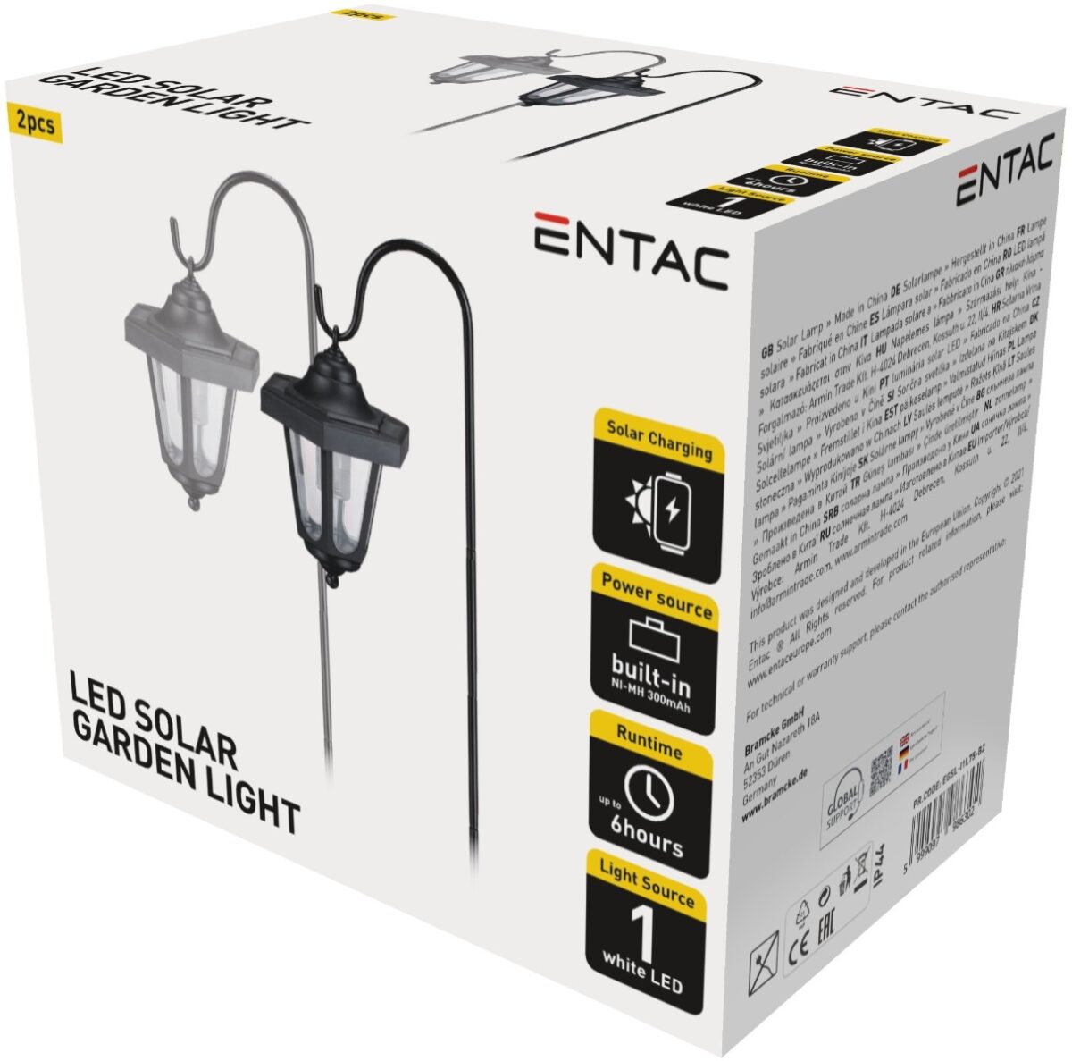 Entac Ηλιακό Κήπου σε Σιδερένιο Στήριγμα 75cm 1 LED 2τμχ/κουτί - Image 2