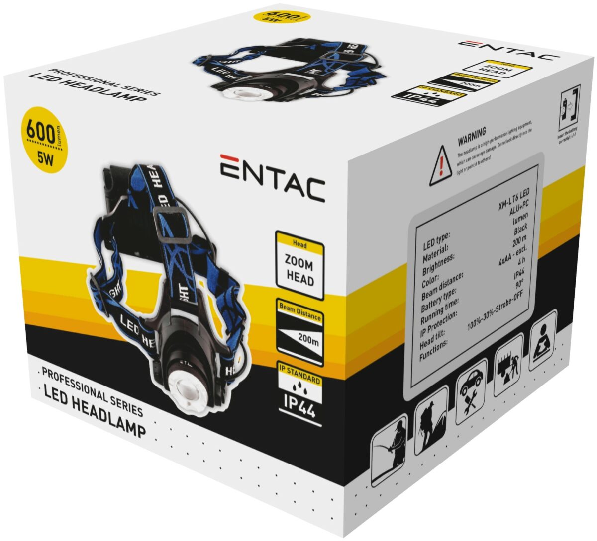 Entac Φακός Κεφαλής Zoom 5W Αλουμινίου - Image 4