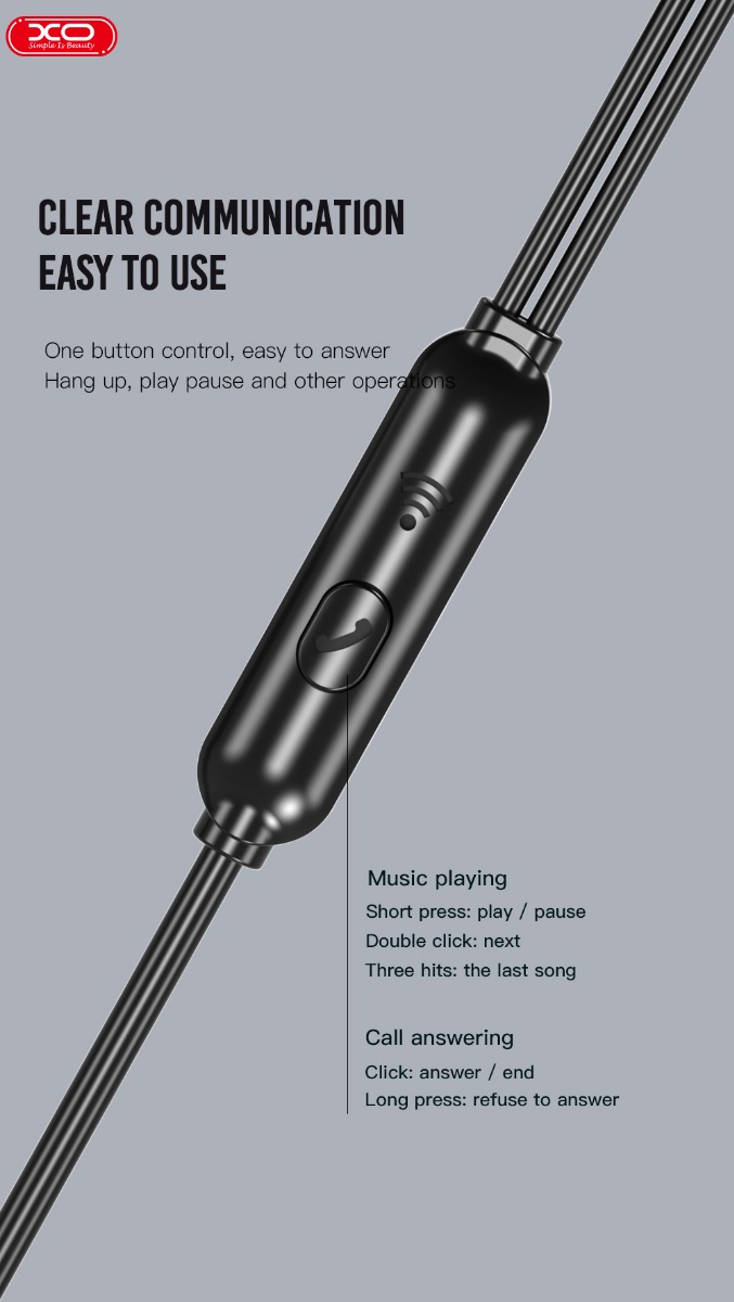 ep37 XO EP37 In-ear Handsfree 1.15μ Άσπρο - Image 2