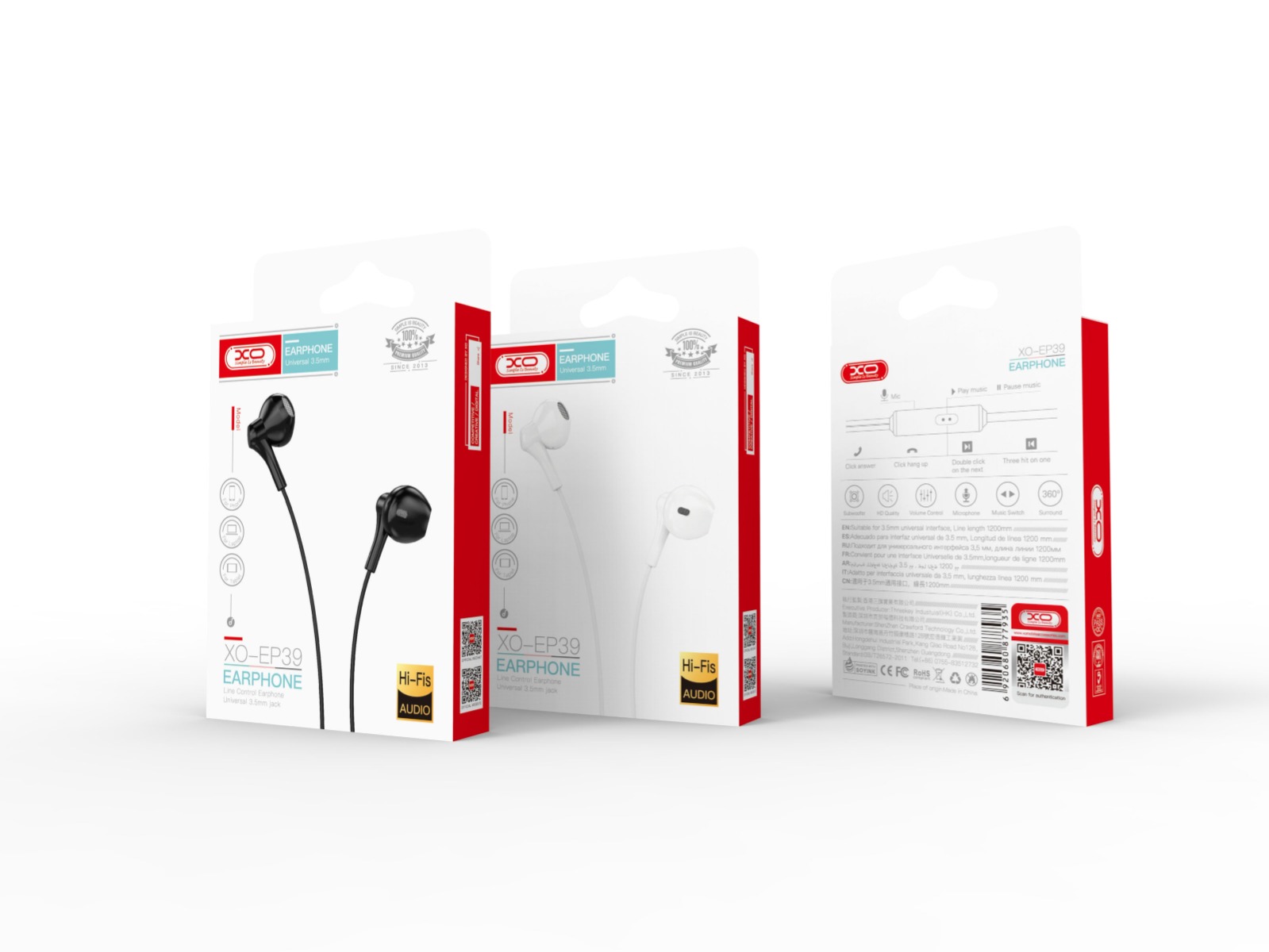 ep39_box_1 XO EP39 Half In-ear Handsfree  1.15μ Άσπρο - Image 2