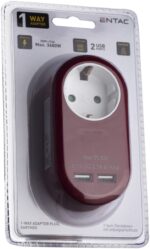 Entac Πρίζα Σούκο με 2 Θύρες USB  (total 2.1A) Μπορντό - Image 2