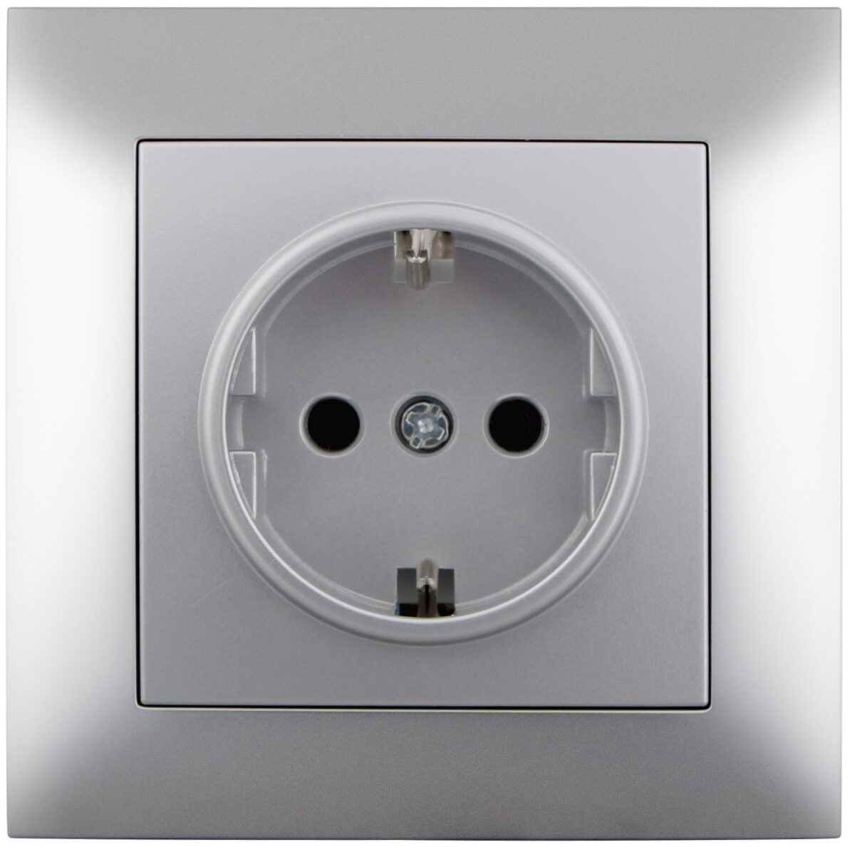Entac Arnold Recessed wall socket earthed Silver - Image 1