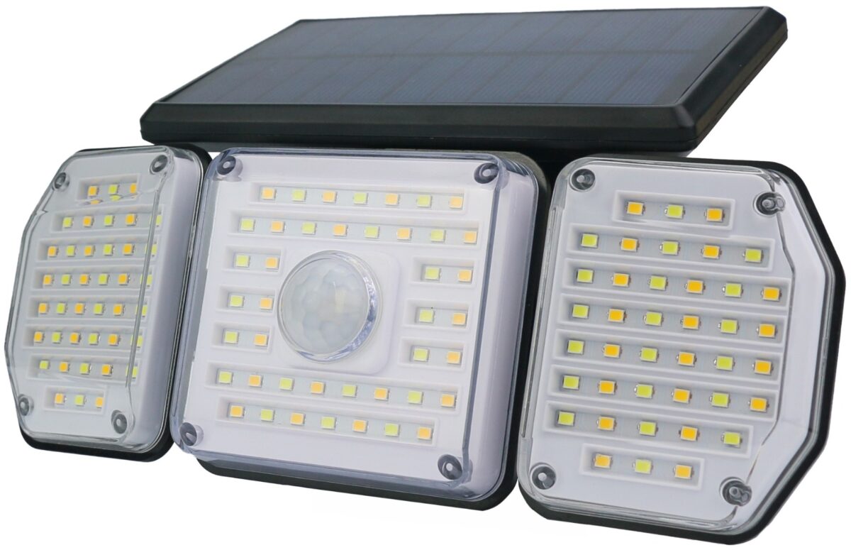 Entac Ηλιακός Προβολέας Τοίχου 2.3W SMD 3 Κεφαλές Φωτοκύτταρο + Τηλεχειριστήριο - Image 1