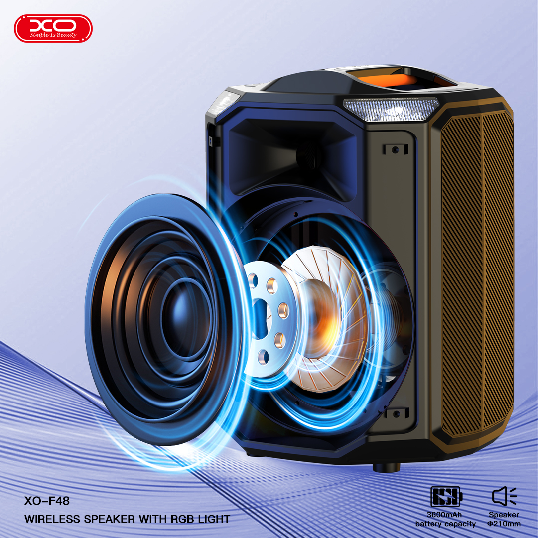ff4801_3_ XO F48 Διπλό Bluetooth Ηχείο 40W 8" RGB (με Τηλεχειριστήριο) - Image 3