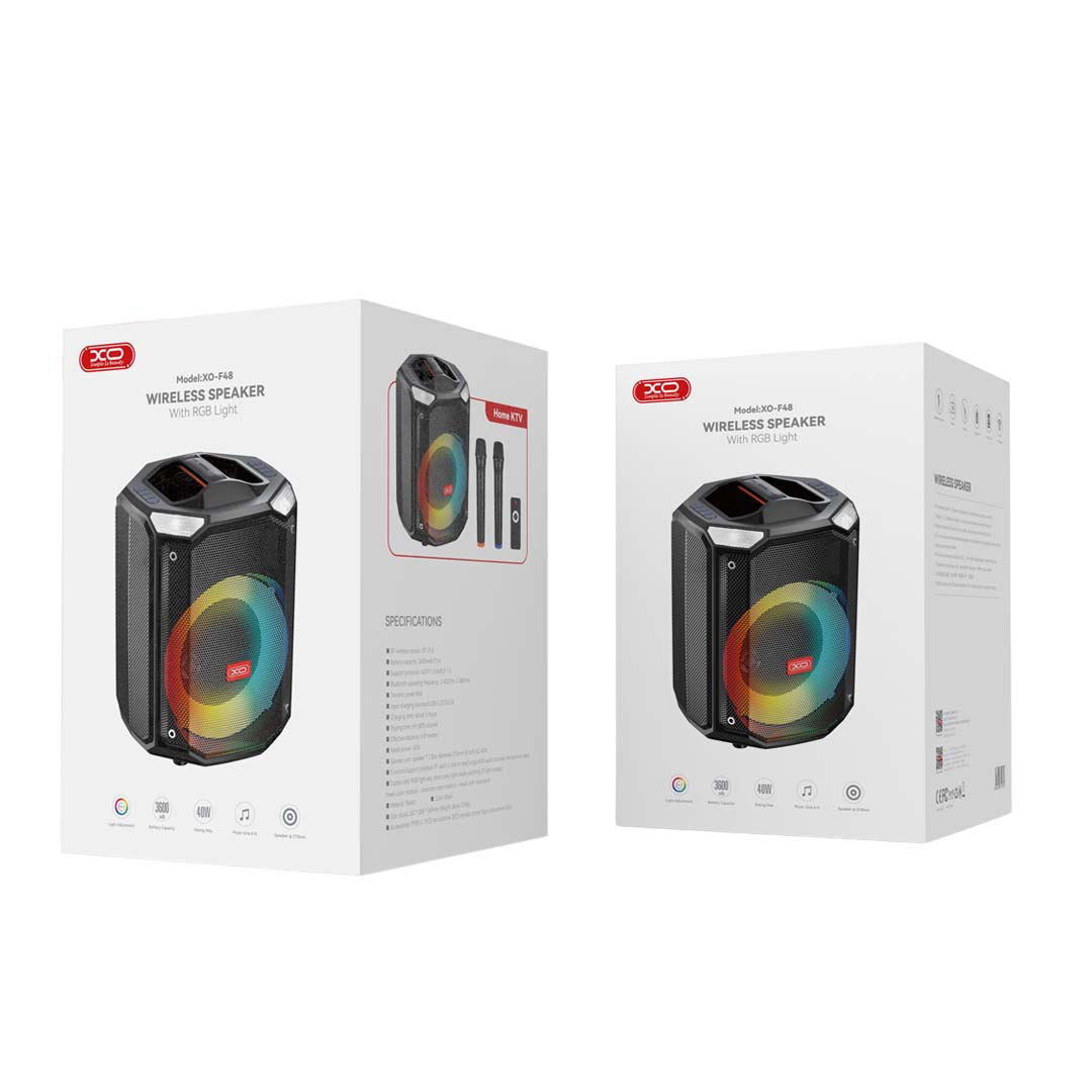 ff4802_5_-photoroom.png-photoroom XO F48 Διπλό Bluetooth Ηχείο 40W 8" RGB (με Τηλεχειριστήριο) - Image 7