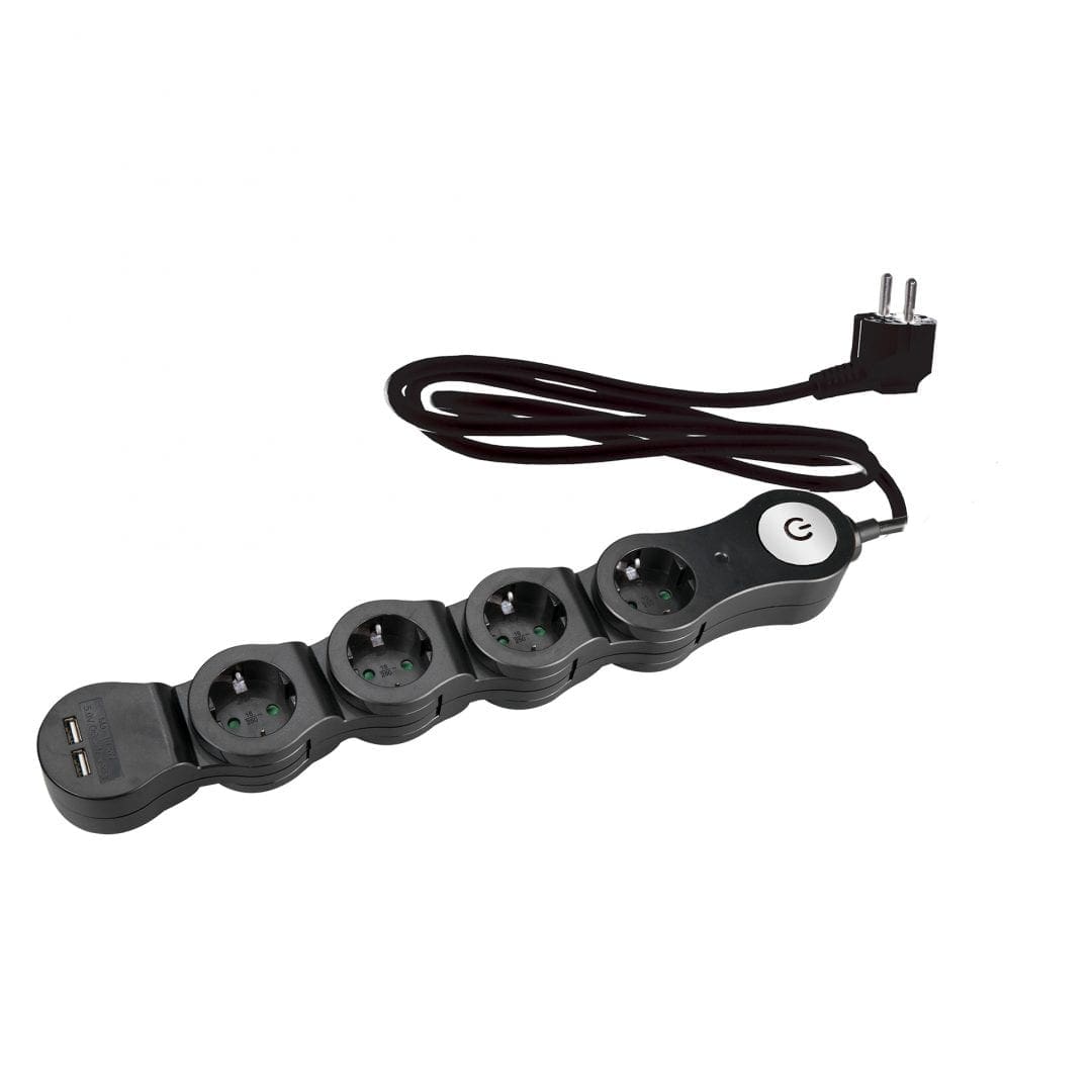 27058-scaled Redpoint ΠΟΛΥΠΡΙΖΟ ΑΣΦΑΛΕΙΑΣ R.D.P. ΣΠΑΣΤΟ 4 ΘΕΣΕΩΝ ΜΕ ΚΑΛΩΔΙΟ 3G1.5 1.5mt + ΔΙΑΚΟΠΤΗ + 2 USB ΜΑΥΡΟ (Κατασκευή Κίνα) - Image 1