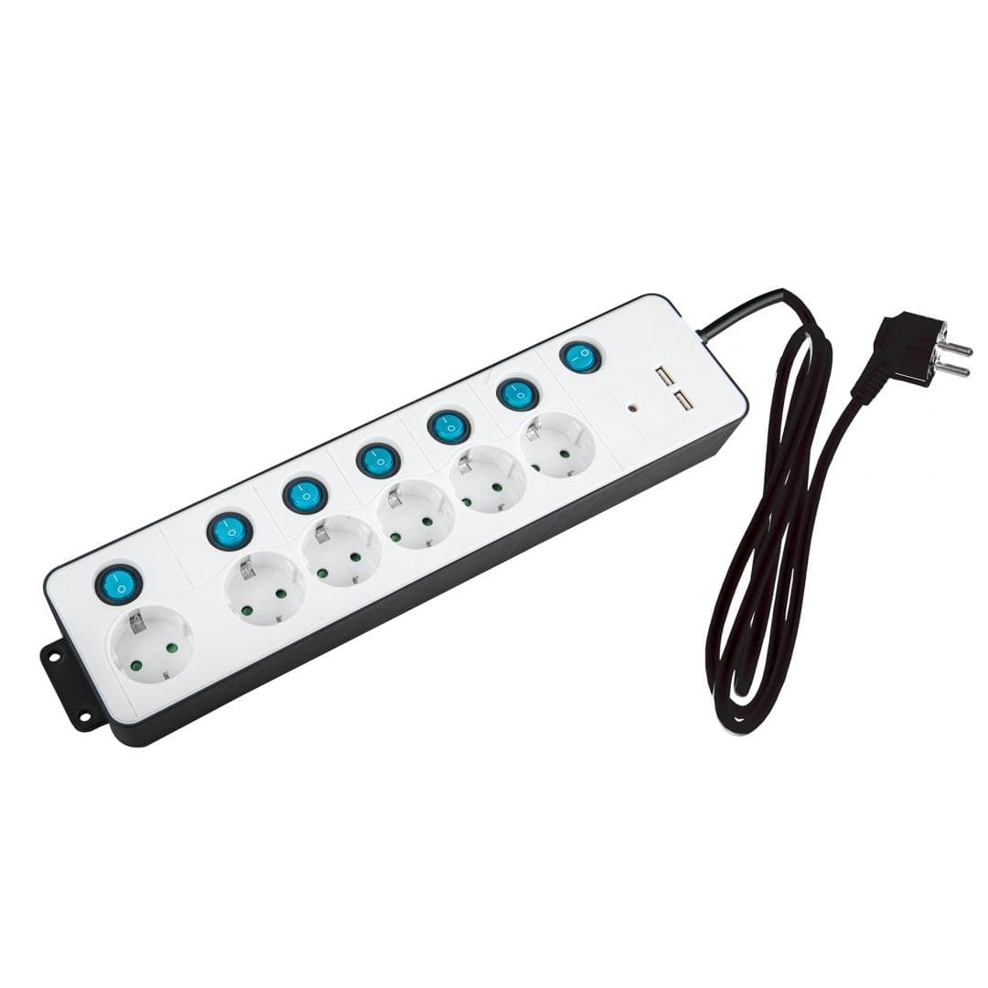 27059-scaled Redpoint ΠΟΛΥΠΡΙΖΟ ΑΣΦΑΛΕΙΑΣ R.D.P. 6 ΘΕΣΕΩΝ ΜΕ ΚΑΛΩΔΙΟ 3G1.5 1.5mt + 7 ΔΙΑΚΟΠΤΕΣ + 2 USB + ΠΡΟΣΤΑΣΙΑ ΥΠΕΡΤΑΣΗΣ ΛΕΥΚΟ-ΜΑ (Κατασκευή Κίνα) - Image 1