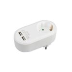 Redpoint ADAPTOR ΑΣΦΑΛΕΙΑΣ R.D.P. ΑΠΟ ΣΟΥΚΟ ΣΕ ΣΟΥΚΟ + 2 USB ΛΕΥΚΟ (Κατασκευή Κίνα)