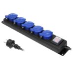 Redpoint 13159 ΠΟΛΥΠΡΙΖΟ ΣΤΕΓΑΝΟ 5 ΘΕΣΕΩΝ ΜΕ ΔΙΑΚΟΠΤΗ + 5 ΜΕΤΡΑ ΚΑΛΩΔΙΟ 3G1.5 ΜΑΥΡΟ IP44 ORNO