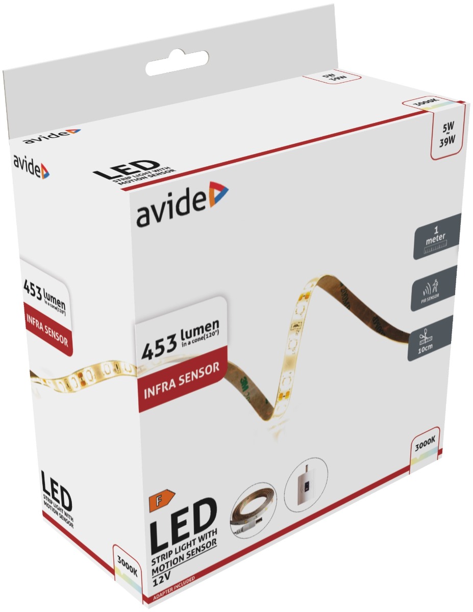 _3_2 Avide LED Ταινία Blister με Αισθητήρα Υπερύθρων 12V 1m 5W 3000K - Image 1