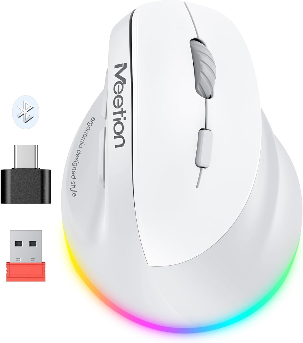 61_hhaz4xl._ac_sl1500_ Meetion MT-BTM010R Δεξί Εργονομικό Ασύρματο Ποντίκι Λευκό + Γκρι - Image 1