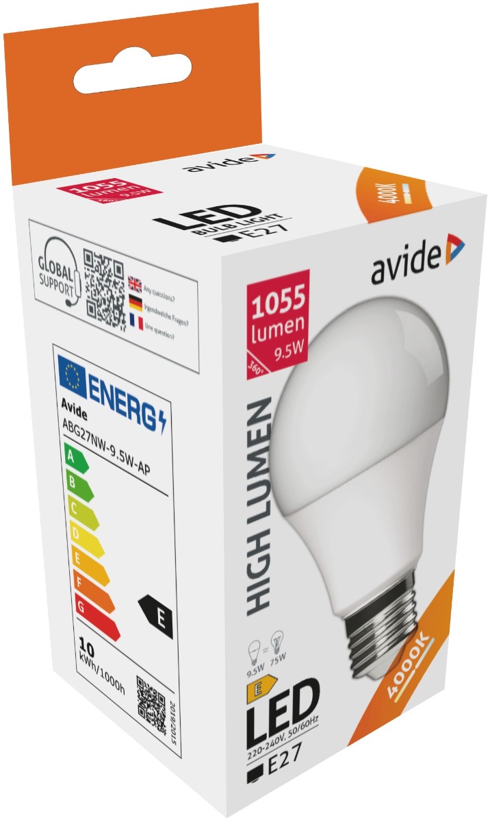 abg27nw-95w-ap_avide-led-globe-a60-95w-e27-nw-4000k Avide LED Κοινή A60 9.5W E27 Λευκό 4000K Υψηλής Φωτεινότητας - Image 1