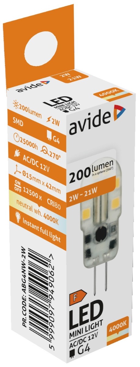 abg4nw-2w_avide-led-2w-g4-nw-4000k Avide LED 2W G4 160° Λευκό 4000K - Image 1