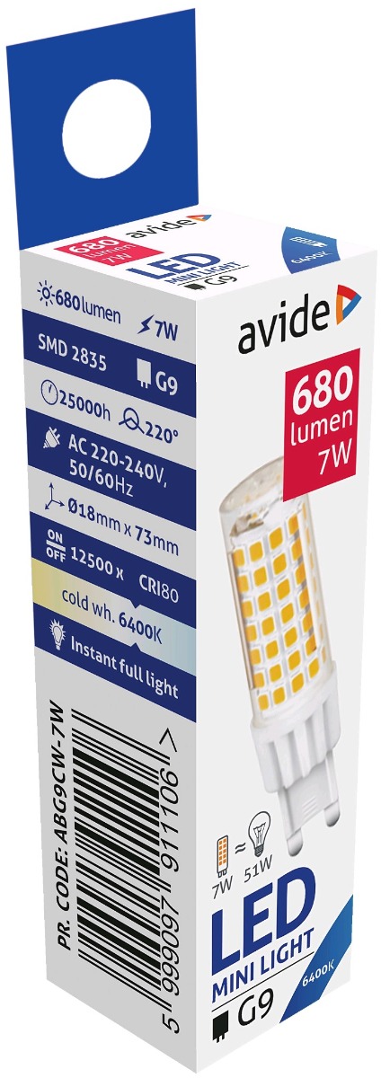 abg9cw-7w_avide-led-7w-g9-220_-cw-6400k Avide LED G9 7W 220° Ψυχρό 6400K - Image 1