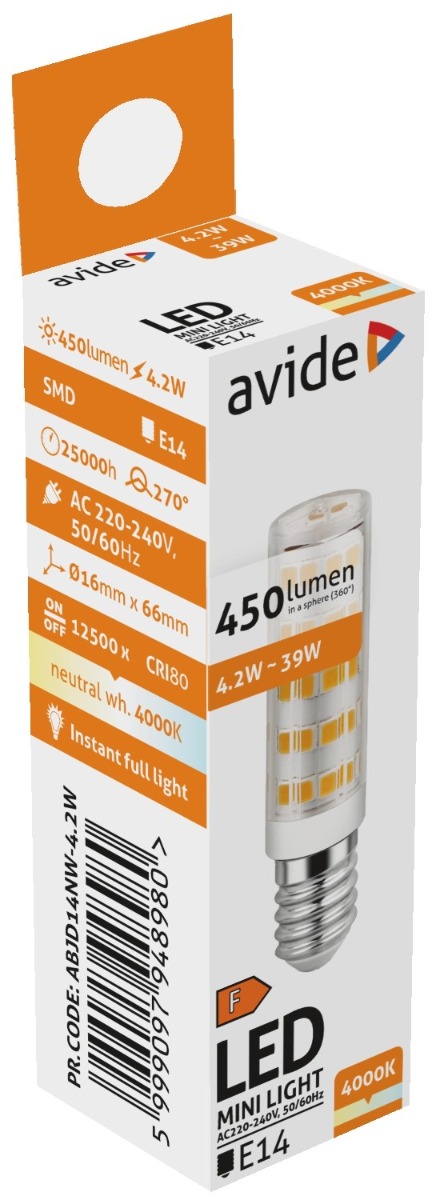 abjd14nw-42w_avide-led-42w-jd-e14-nw-4000k Avide LED 4.2W JD E14 220° Λευκό 4000K - Image 1